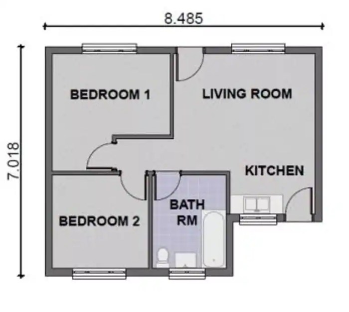 Low cost 2 bedroom house design