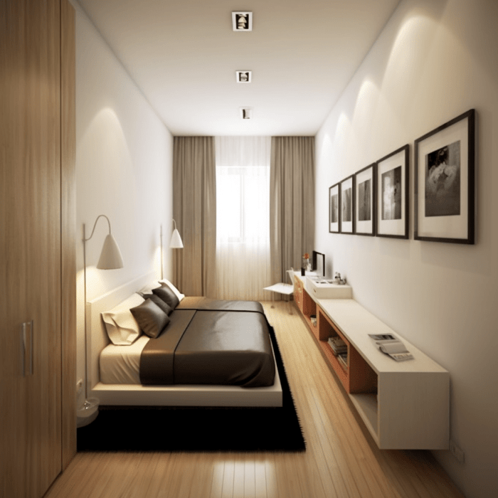 Long narrow bedroom design