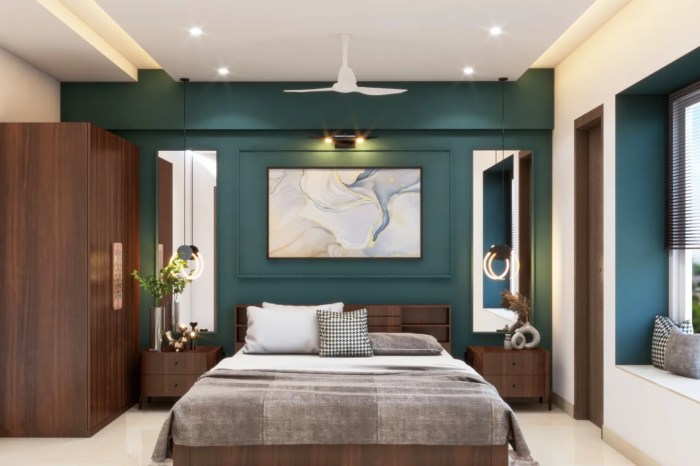 Teal blue bedroom design